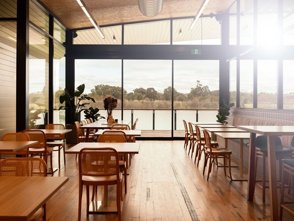 the dining interior of Sosta cafe in Canberra