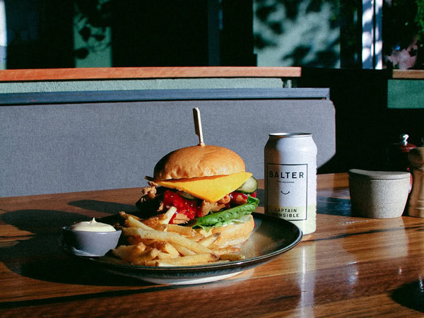 burger and fries at Talulah, Newcastle