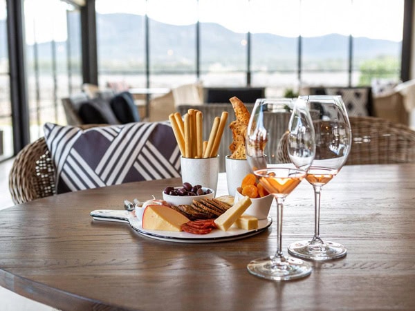 food and drinks on the table at Tinonee Vineyard Estate