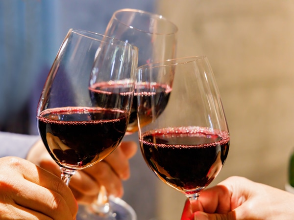 Three glasses of red wine