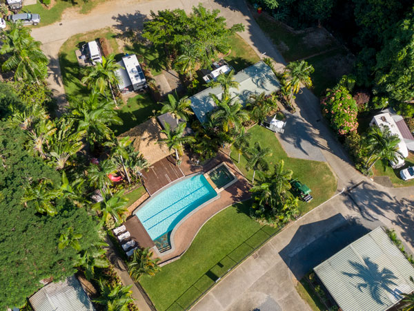 Tasman Holiday Parks — Cool Waters Holiday Park from above