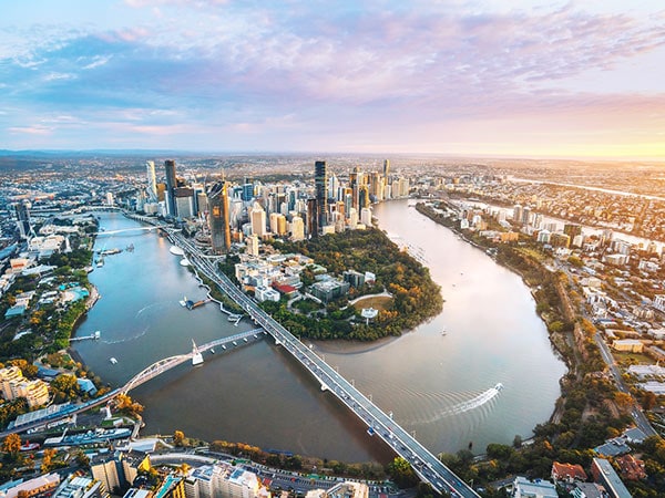 Brisbane city aerial shot