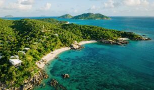 an aerial view of the Great Barrier Reef from Lizard Island Resort