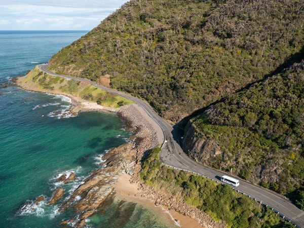 driving along Great Ocean Road, Vic