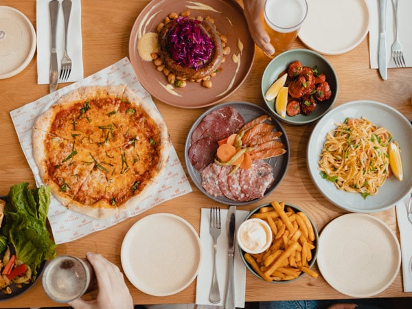 a table-top view of food at The Goose in Busselton, WA