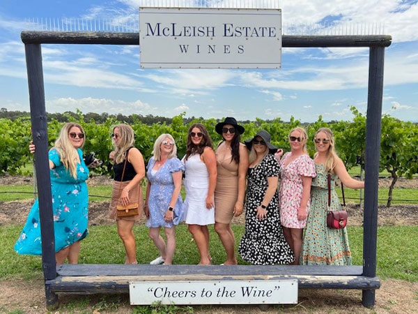 a group striking a pose at McLeish Estate Wines
