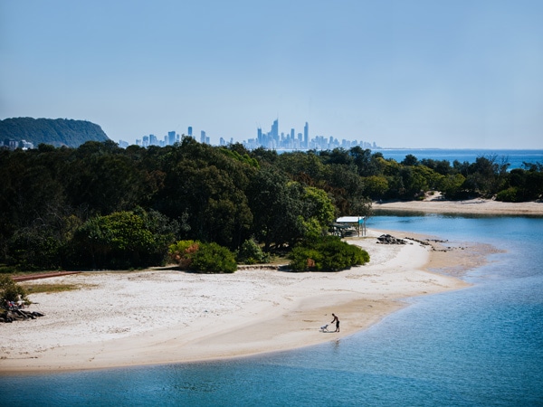 an aerial view of Currumbin Creek, Gold Coast