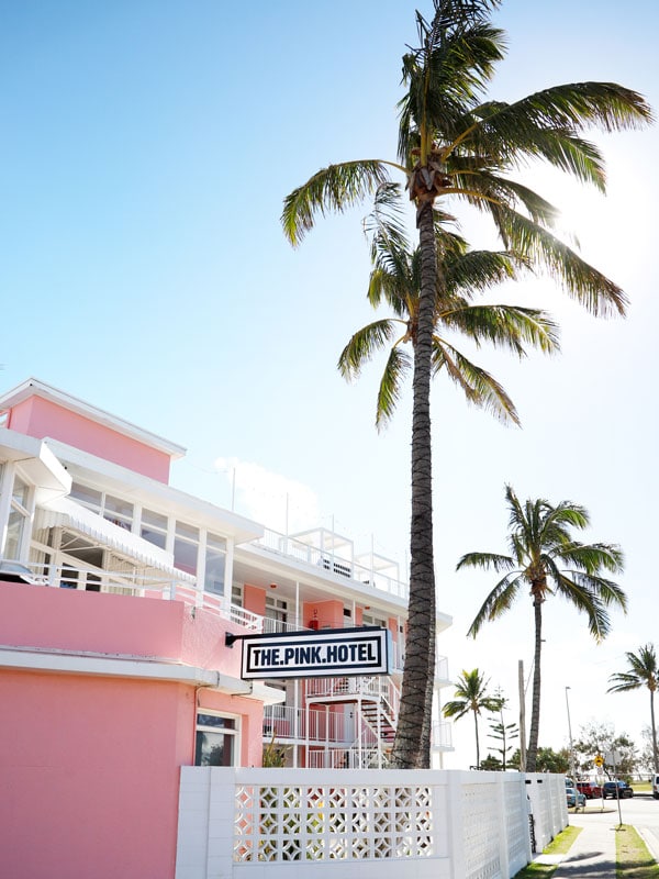 the property exterior of The Pink Hotel Coolangatta, tweed heads accommodation