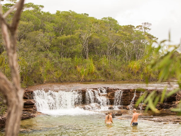 Fruit Bat Falls couple swimming