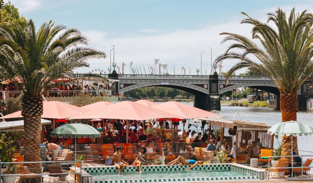 People by the pool at Afloat Melbourne