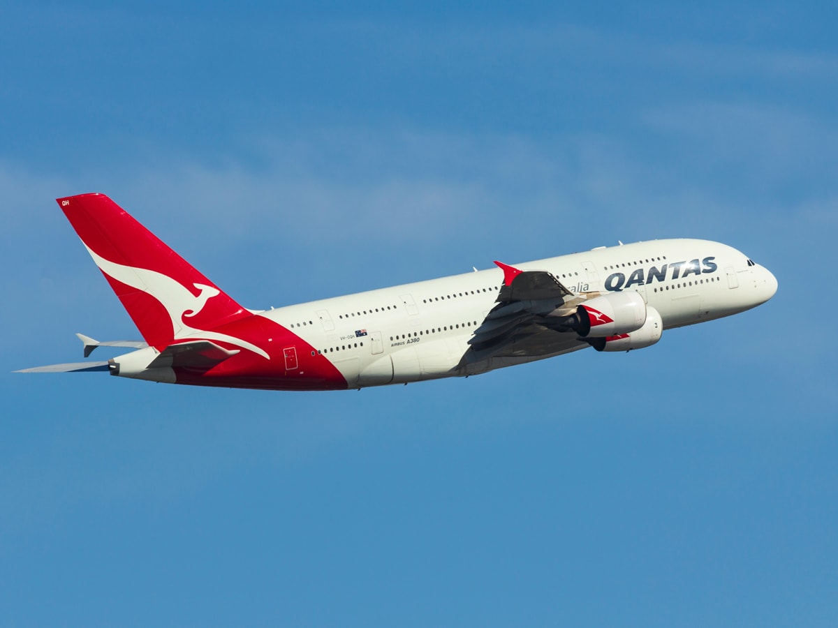 a Qantas plane flying
