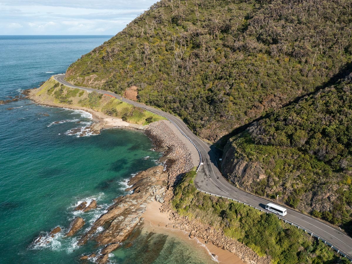 driving along Great Ocean Road, Vic