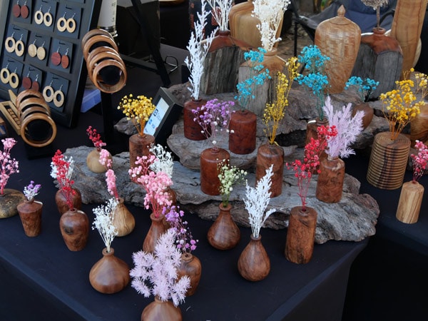 floral displays and other items at Handmade in the Hunter Markets