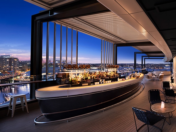 The Hyatt Regency Sydney ooks out over the glittering city.