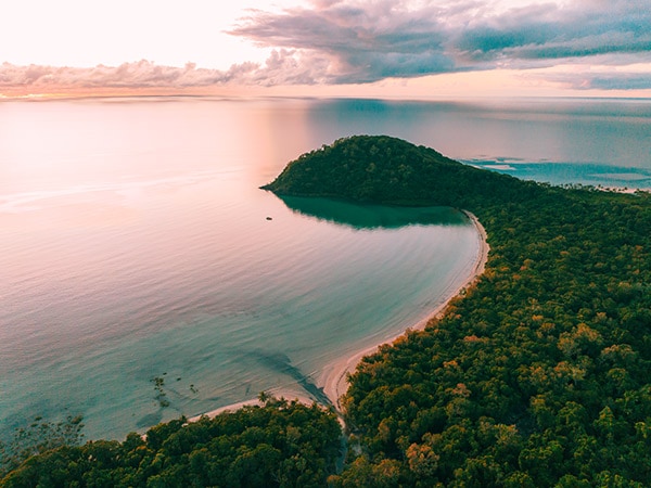 Aerial of Kulki Beach Daintree rainforest