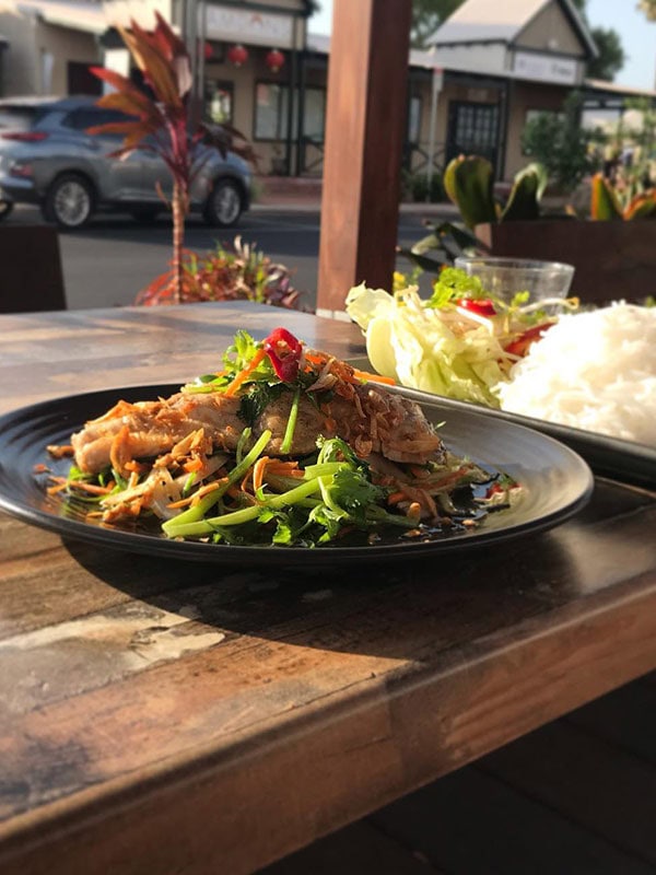 Mr Saigon in broome restaurant, Wild Barramundi with Asian Herbs and Vegetables