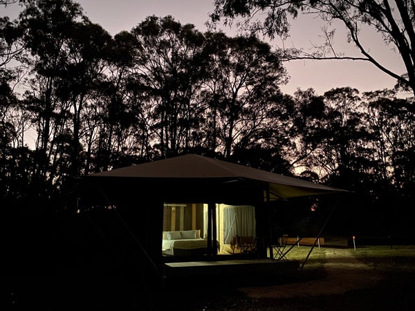 On Bell Glamping at night