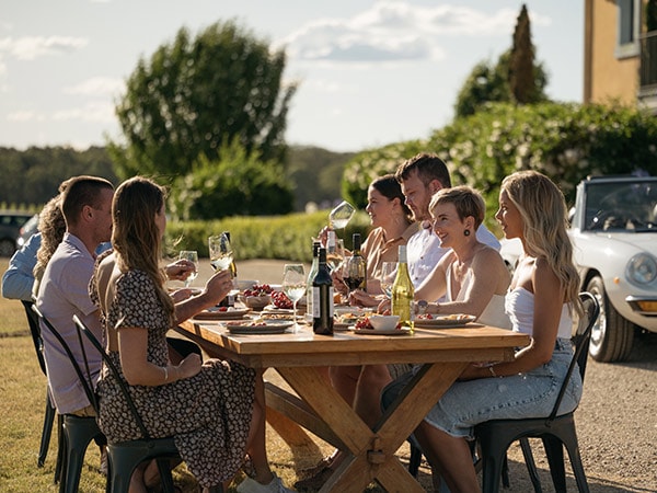 dining outdoors at Our Italian Table cooking class