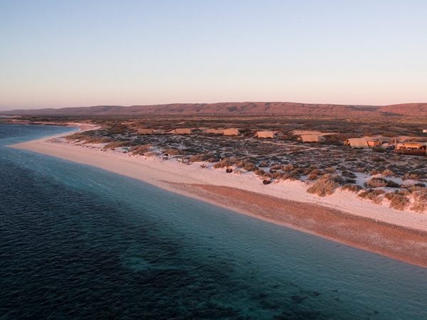 an aerial shot of Sal Salis Ningaloo Reef