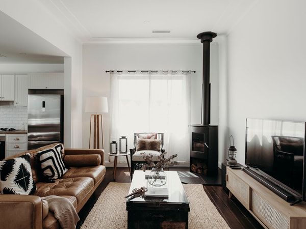 the living room interior at The River Haus, Newcastle