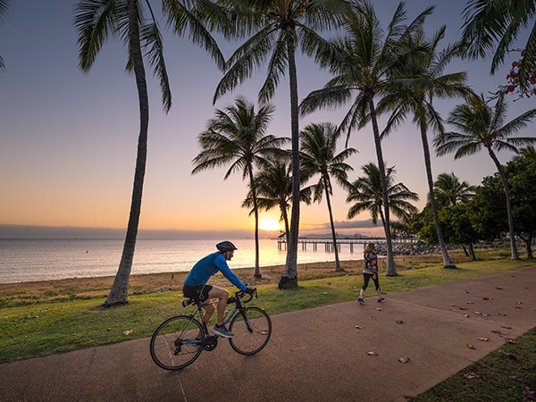bike rider on The Strand, townsville summer