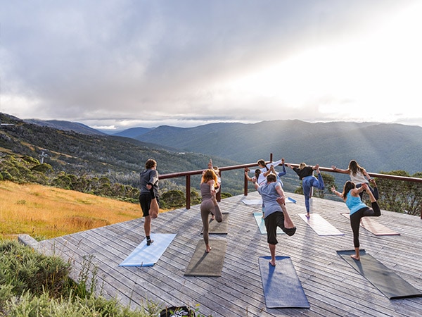 daily yoga practice at the Thredbo Alpine Hotel