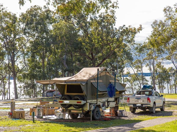 a campervan at Wangi Point Holiday Park