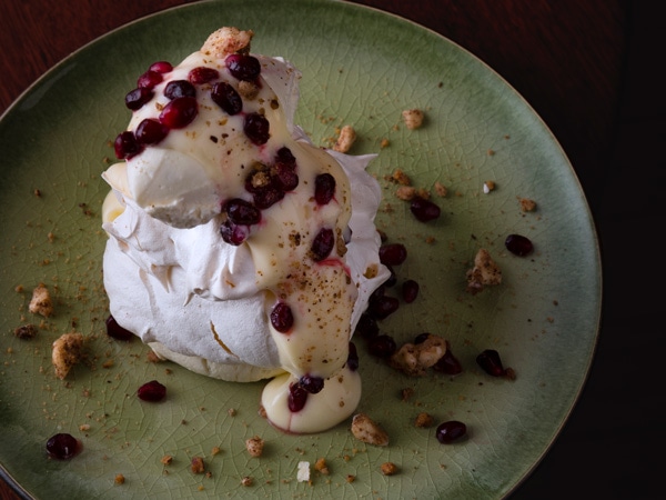 a plate of curd meringue at Cinnabar, 246 Great Western Highway, Blackheath