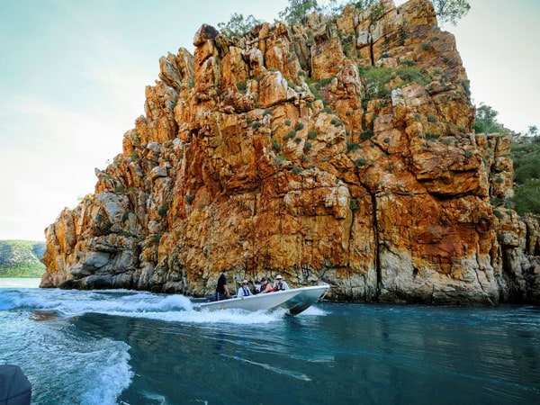 the Kimberley Pearl boat passing through rock formations
