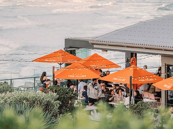 an al fresco dining setting at Merewether Surfhouse Bar, Newcastle