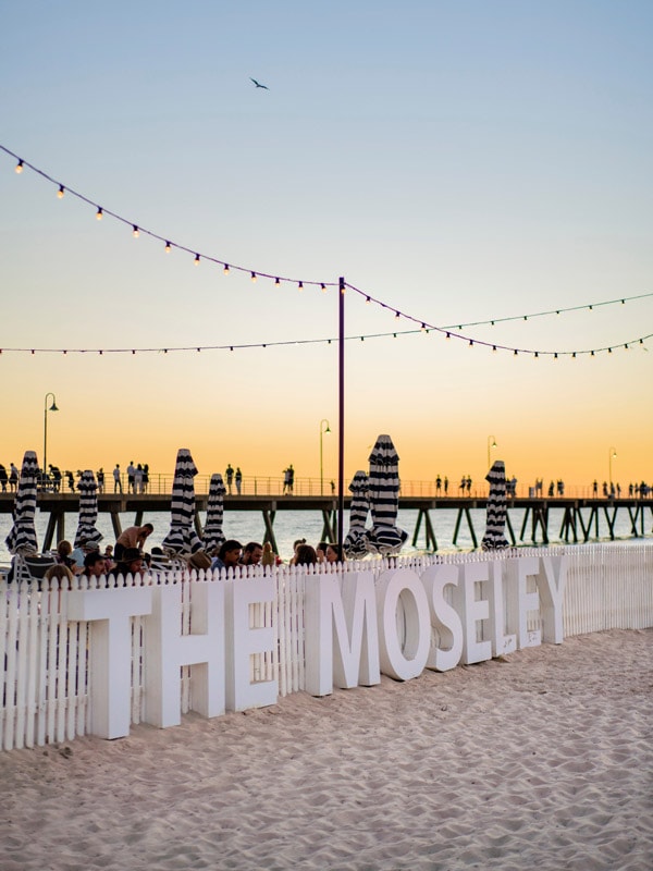 The Moseley Beach Club, Glenelg, SA at sunset