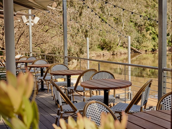 an al fresco dining at Studley Park Boathouse, Kew, Vic