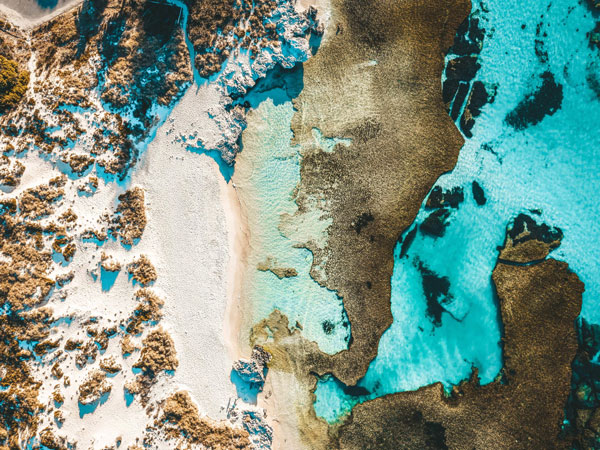 an aerial view of The Basin, Wadjemup (Rottnest Island), WA