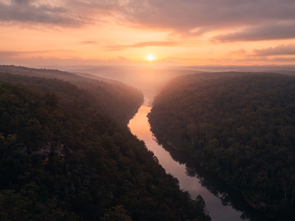 Scenic views over the Nepean River from The Rock Lookout,Mulgoa.