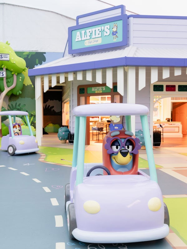 Car rides inside Bluey's World in Brisbane