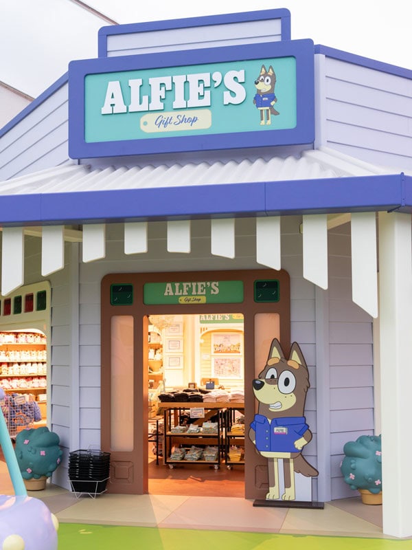 Shopfront of Alfie's Gift Shop inside Bluey's World in Brisbane