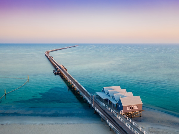 an aerial view of Busselton Jetty