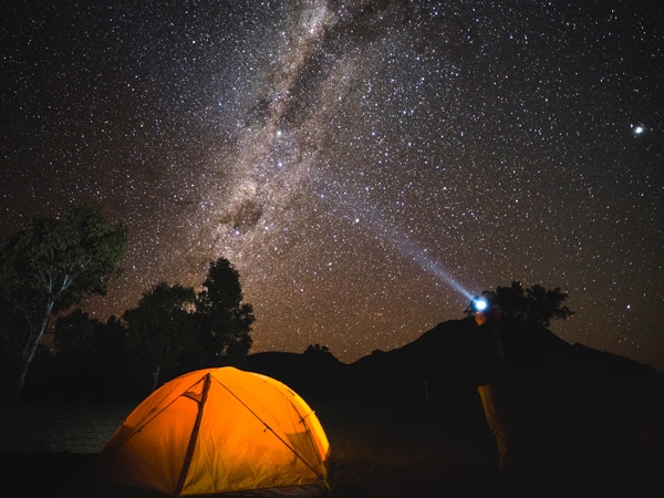 the night sky filled with bright stars over the dark sky parkin the Warrumbungles