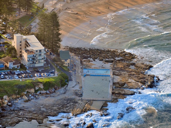 Aerial view of Dee Why ocean pool and beach