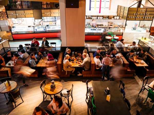 people dining at Bay Vista restaurant, Eat Street, Parramatta