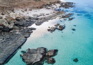 Aerial shot of Carrickalinga Beach in South Australia