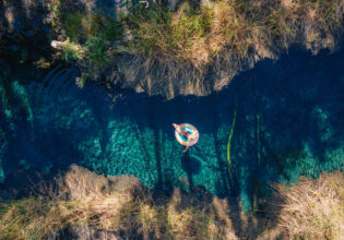 floating over Bitter Springs, Elsey National Park, NT