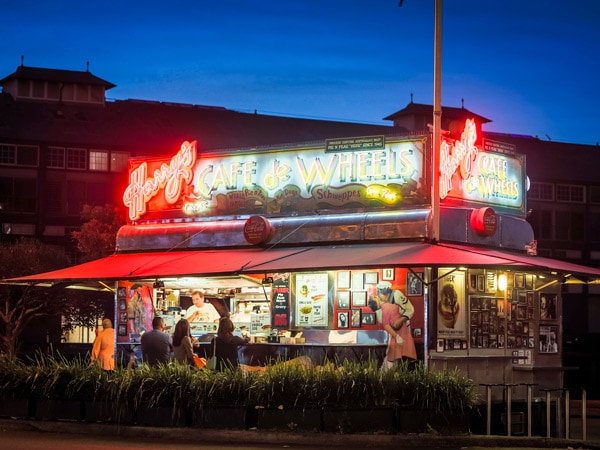 Harry's Cafe de Wheels stand selling Harry's famous pies, Woolloomooloo