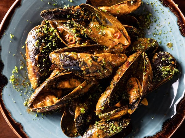 a top view of a Spanish dish at Las Tapas, St Kilda