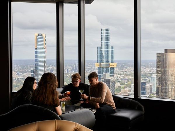 friends hanging out at Lui Bar, Melbourne CBD
