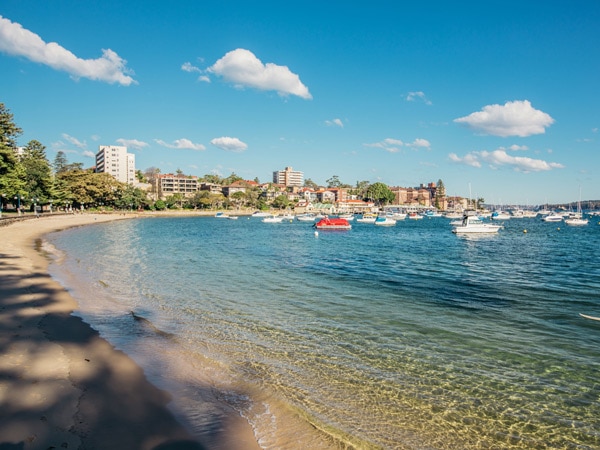 the Manly Cove Beach in Sydney on a sunny day