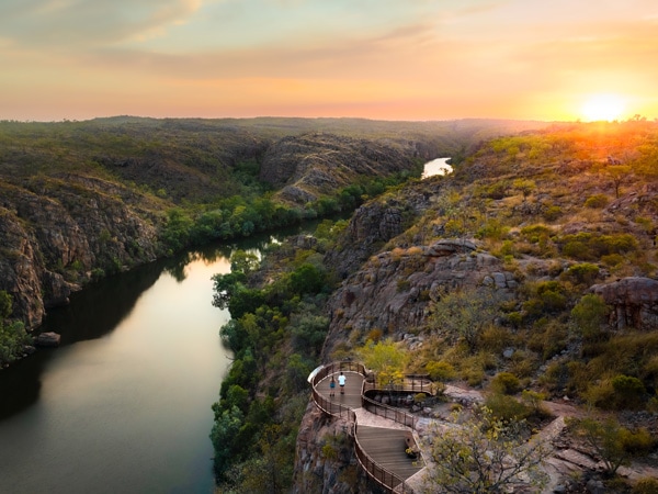 the sun setting over Nitmiluk (Katherine) Gorge National Park