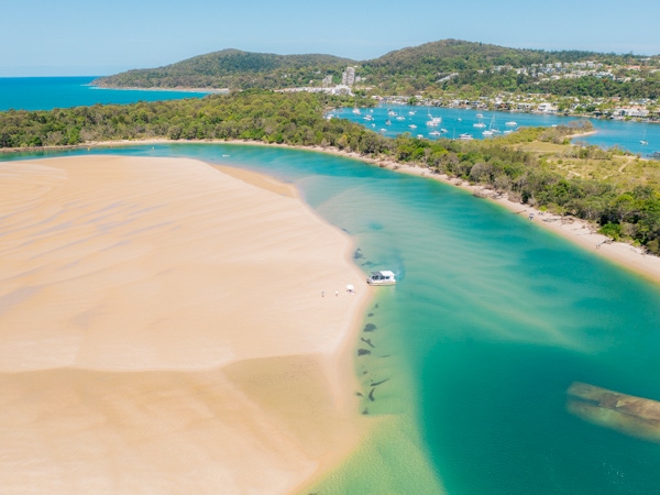 an aerial view of the Noosa River