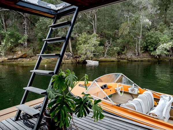 a ladder onboard Oh Buoy, Berowra Waters, NSW