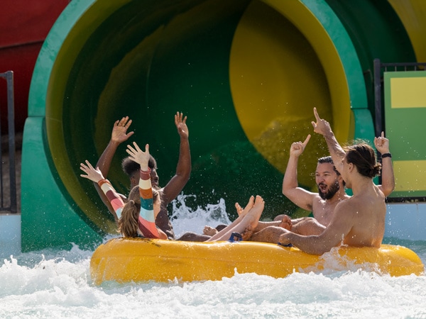 friends and family enjoying the rides at Raging Waters Sydney, Prospect